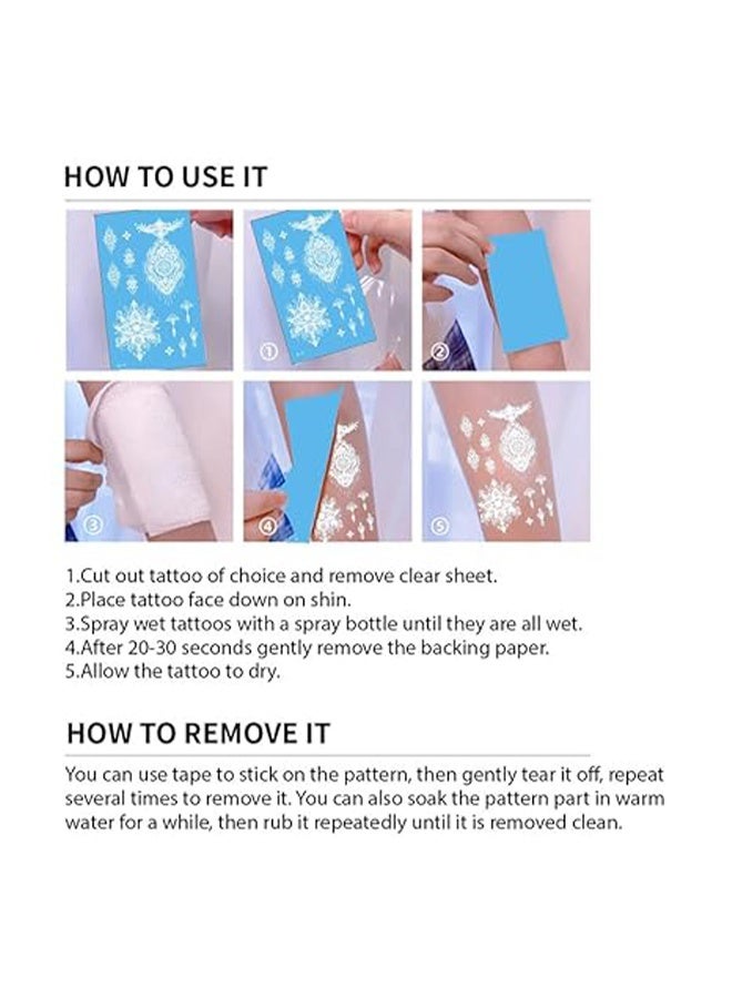 واي جيه مجموعة ملصقات تاتو حناء 10 أوراق (120 قطعة) لليدين، للحنة العرائسية، الزواج، حفل العزوبية، المهرجانات (تصاميم أنيقة من الزهور والدانتيل) - Image 5